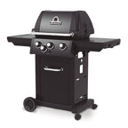 Barbacoa de gas Broil King Royal 340 Shadow negra con estantes laterales y termómetro en la tapa