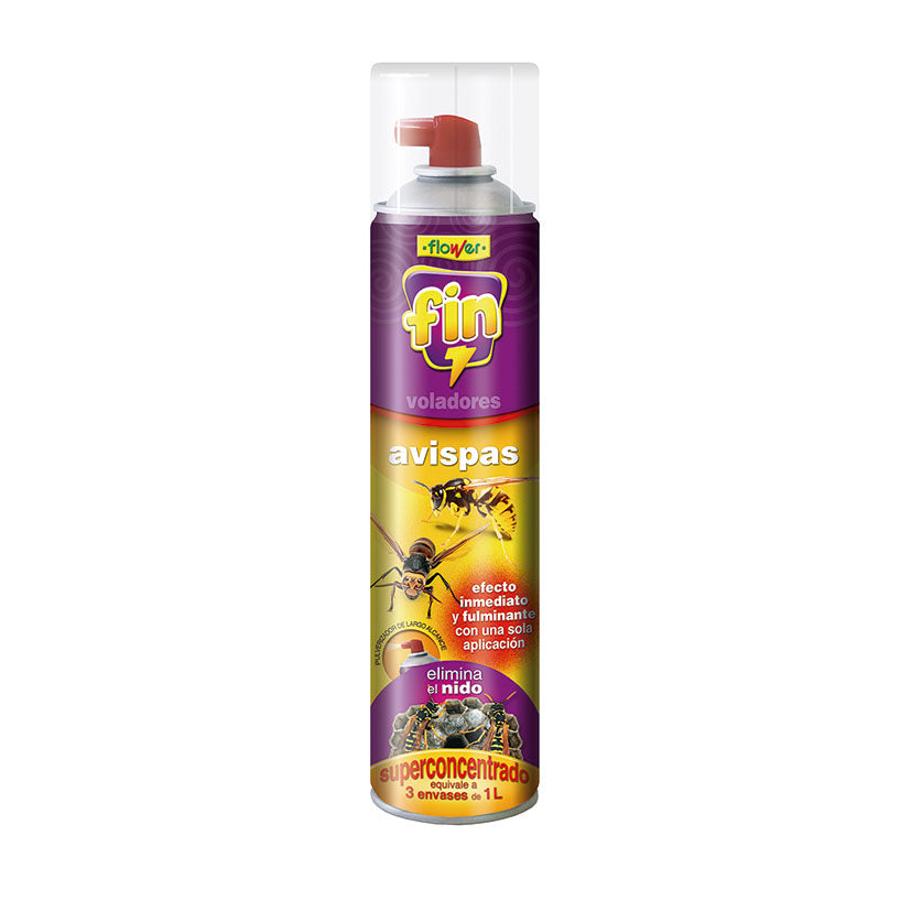 Insecticida Flower Fin Avispas 800ml aerosol de largo alcance para eliminar nidos y avisperos de forma fulminante