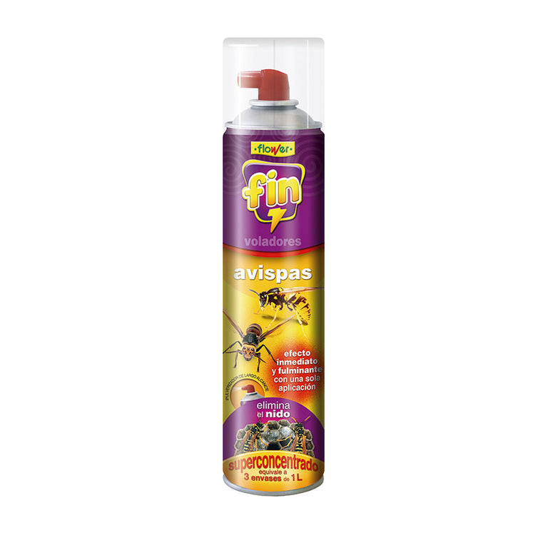 Insecticida Flower Fin Avispas 800ml aerosol de largo alcance para eliminar nidos y avisperos de forma fulminante