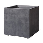 Maceta cubo Deroma Millennium color antracita con acabado efecto piedra natural 39x39 cm