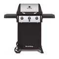 Barbacoa de gas Broil King Gem 310 vista frontal con estantes laterales desplegados y tapa cerrada