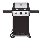 Barbacoa de gas Broil King Gem 310 vista frontal con estantes laterales desplegados y tapa cerrada