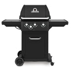 Barbacoa de gas Broil King Royal 340 Shadow negra con estantes laterales y termómetro en la tapa