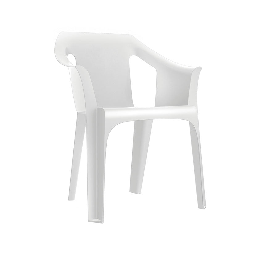 Sillón de resina blanco Resol Cool con brazos y diseño ergonómico para exterior