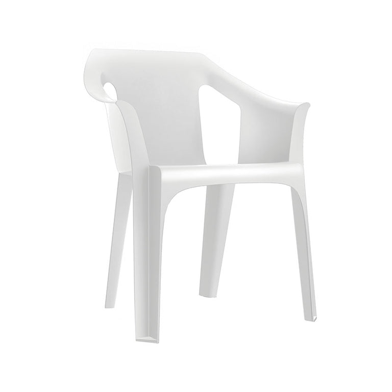 Sillón de resina blanco Resol Cool con brazos y diseño ergonómico para exterior