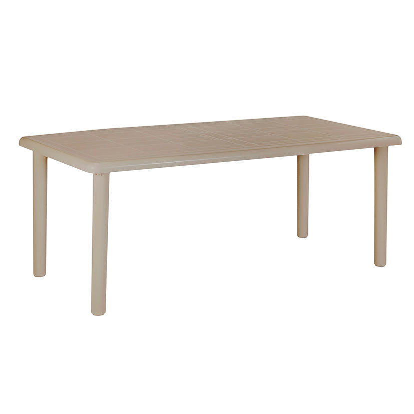 Mesa de jardín rectangular RESOL Olot color arena desierto vista de tres cuartos