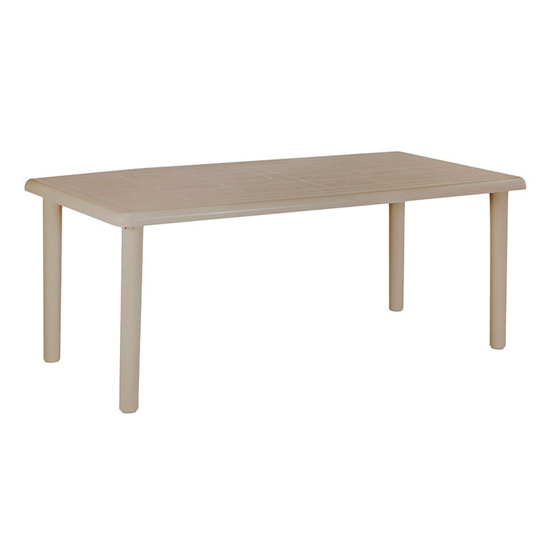 Mesa de jardín rectangular RESOL Olot color arena desierto vista de tres cuartos