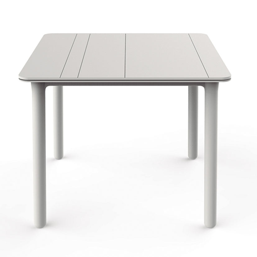 Mesa de jardín Resol Noa blanca 90x90 cm con patas reforzadas y protección UV para exterior.