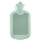 Bolsa de agua caliente de goma color verde menta capacidad 1.8L para termoterapia y calor doméstico.