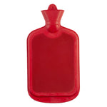 Bolsa de agua caliente roja de alta resistencia con superficie rugosa antideslizante y 1.8L de capacidad.