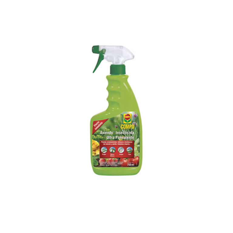 Insecticida COMPO Axiendo Ultra Polivalente 750ml en spray para eliminar plagas en plantas, jardín y huerta.