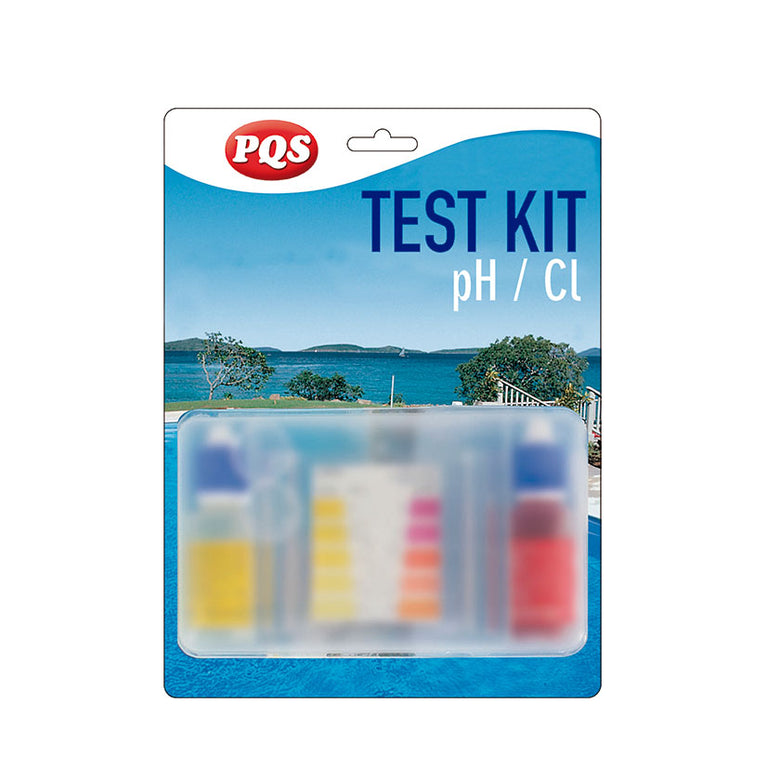 Kit de análisis PQS completo para pH y cloro con estuche comparador y reactivos para piscina