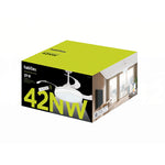 Embalaje del ventilador Habitex 42NW blanco detallando potencia de 29W y 6 velocidades.