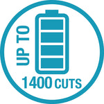 Icono informativo de batería Gardena con capacidad de hasta 1400 cortes
