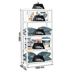 Diagrama de medidas 2000x1000x400 mm y capacidad de carga de 100kg por balda de Simon Rack.