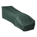 Funda para tumbona ALTADEX verde de polietileno cubriendo completamente una hamaca de jardín
