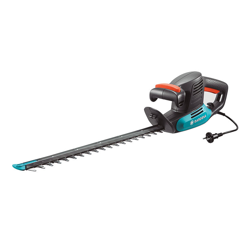 Cortasetos eléctrico GARDENA EasyCut 420W con cuchilla de 45 cm y mango ergonómico negro y azul.