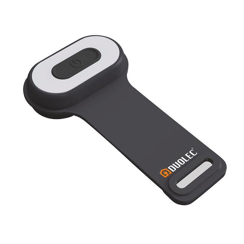 Vista lateral de la luz de señalización DUOLEC mostrando su diseño extraplano y clip magnético