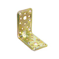 Escuadra de unión angular 40x40x50mm en acero zincado amarillo con múltiples orificios para madera
