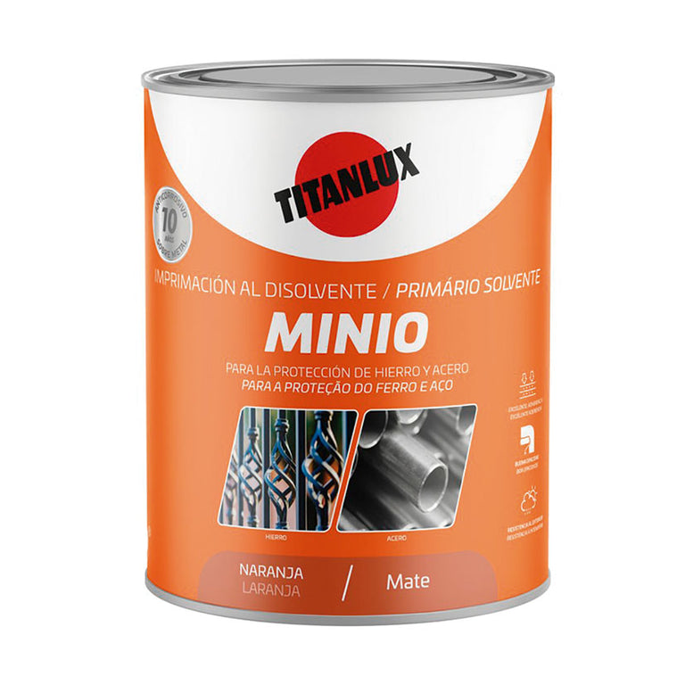 Bote de imprimación de minio sintético TITANLUX color naranja mate para protección de hierro y acero