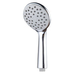 Mango de ducha circular cromado HABITEX con boquillas antical de silicona gris.