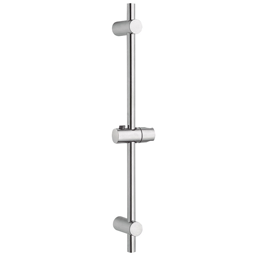 Barra de ducha universal cromada con soporte deslizante ajustable para el mango.
