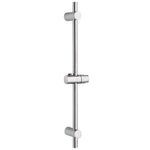 Barra de ducha universal cromada con soporte deslizante ajustable para cabezal de ducha.