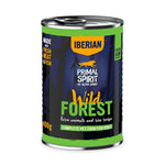 Lata de comida húmeda Primal Spirit Wild Forest 400g con carne de granja y arroz para perros.