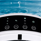 Panel de control táctil superior del climatizador Rointe con indicadores de temporizador y velocidad