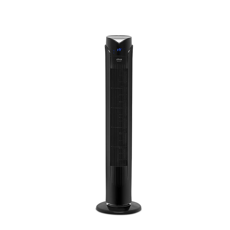 Ventilador de torre UFESA Oslo WiFi color negro con display digital azul frontal