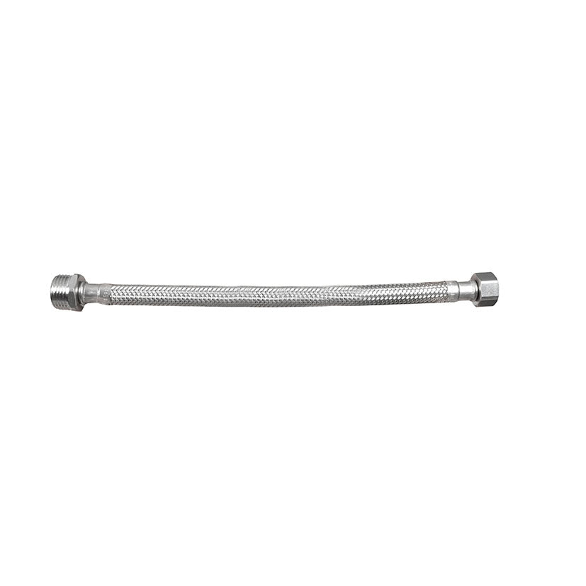 Tubo flexible trenzado de acero inoxidable con terminales macho y hembra para fontanería
