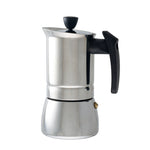 Cafetera italiana de acero inoxidable HABITEX Steel Induction con acabado espejo y mango negro