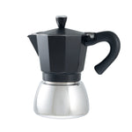 Cafetera moka HABITEX Dark con asa ergonómica de baquelita y cuerpo facetado negro mate