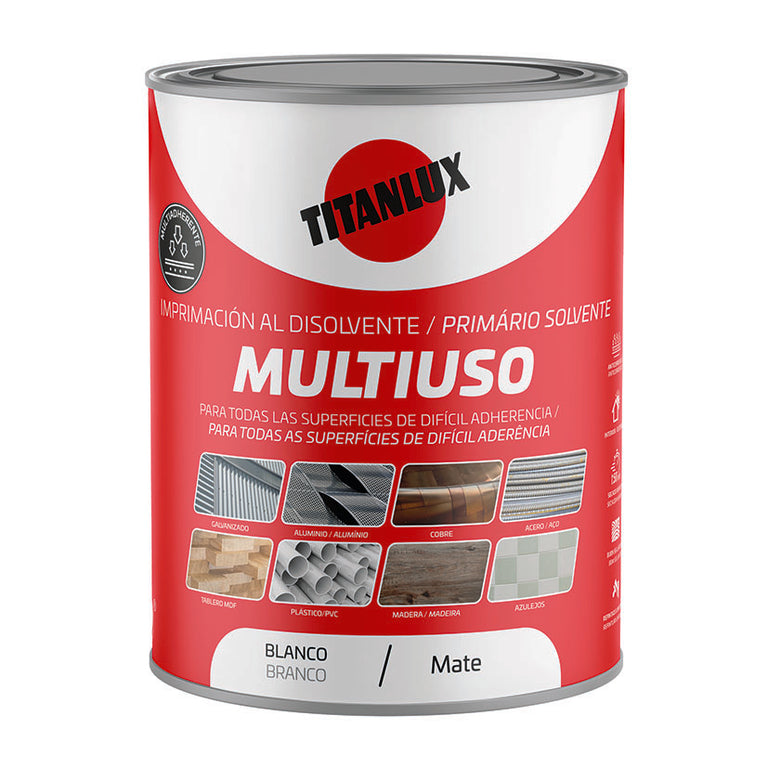 Bote de imprimación multiuso TITANLUX color blanco mate 750ml para azulejos, PVC y metales.