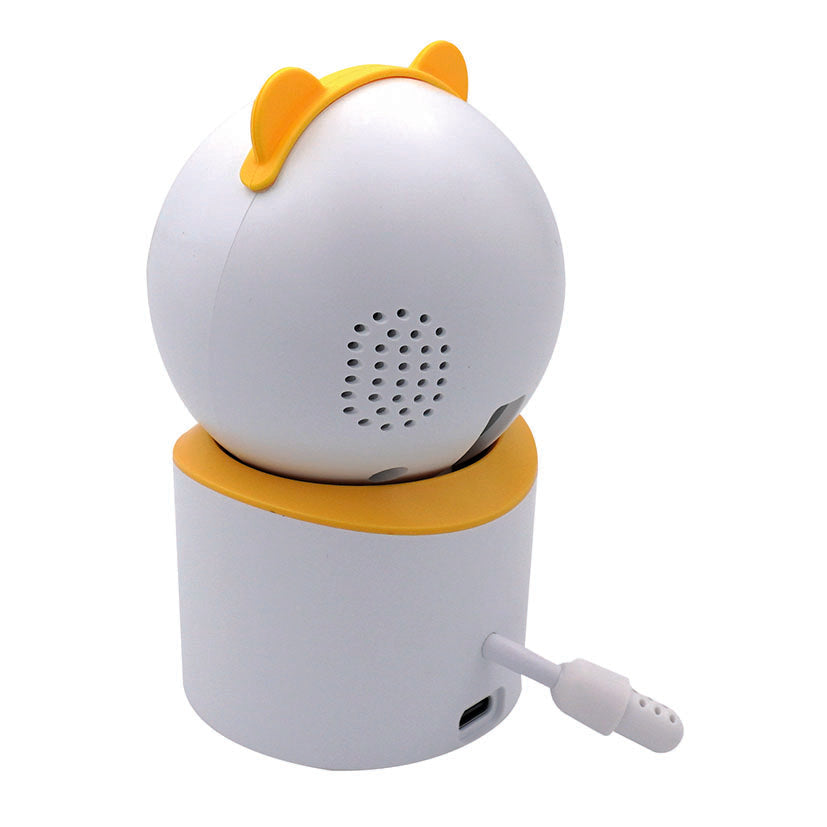 Parte trasera de cámara de seguridad infantil con altavoz integrado y puerto de carga USB-C