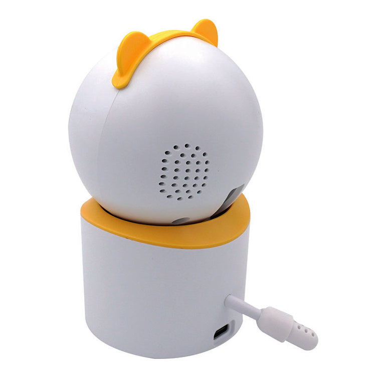 Parte trasera de cámara de seguridad infantil con altavoz integrado y puerto de carga USB-C