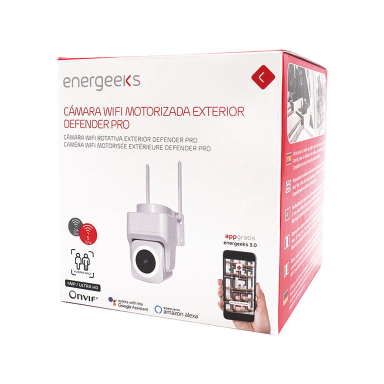 Cámara de seguridad 4G Energeeks con panel solar y antenas para exteriores
