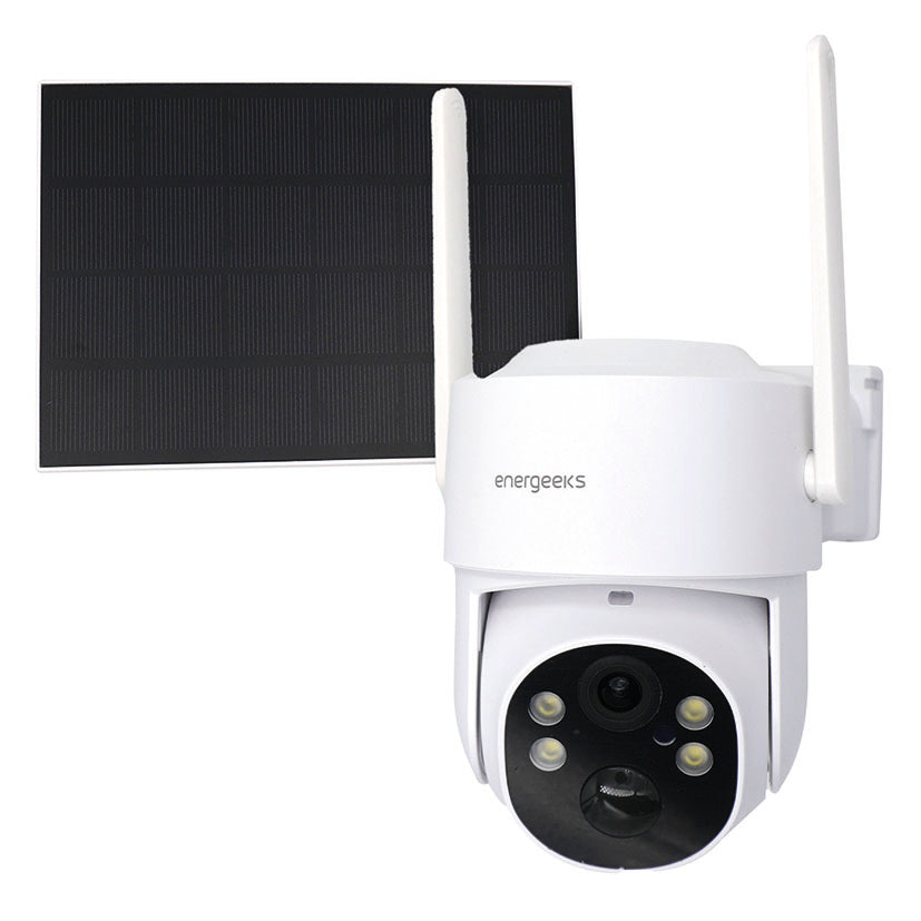 Cámara de seguridad 4G Energeeks con panel solar y antenas para exteriores