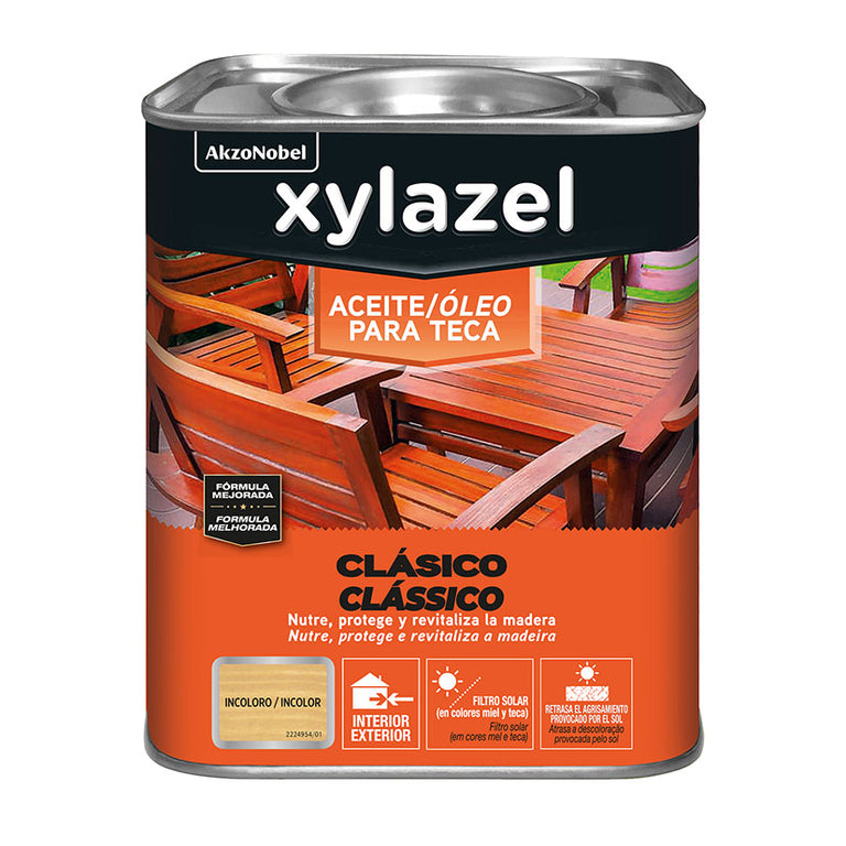Aceite para teca Xylazel incoloro tratamiento nutritivo para muebles de jardín