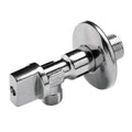 Llave de escuadra MT cromada de 1/2 x 3/8 pulgadas con cierre esférico y florón para fontanería.