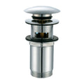 Válvula de desagüe automática click-clack MT inox con tapón abierto y juntas de estanqueidad