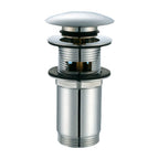 Válvula de desagüe automática click-clack MT inox con tapón abierto y juntas de estanqueidad