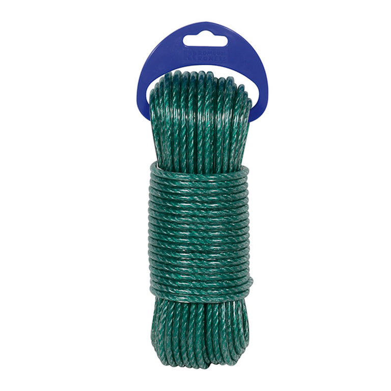 Madeja de cable de acero flexible con recubrimiento plástico verde