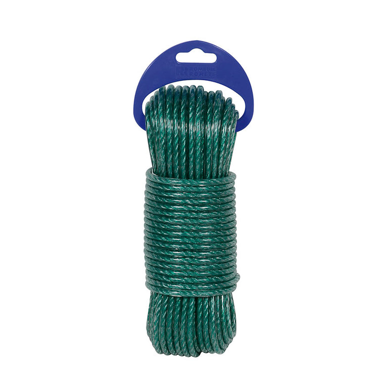 Cable de acero plastificado verde Rombull en madeja para tendedero