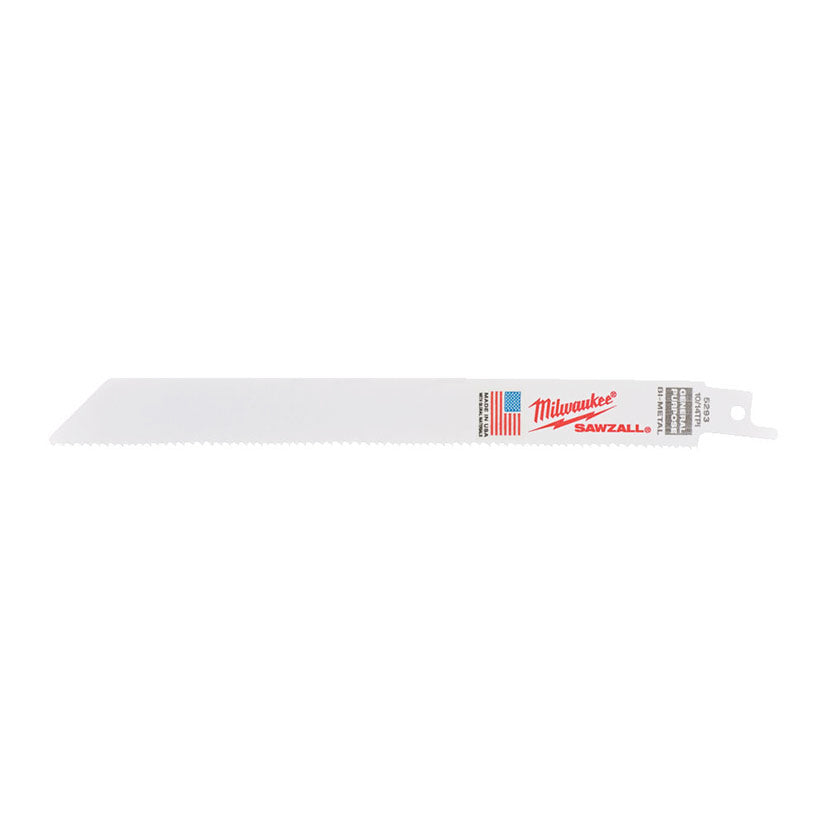 Sierra sable Milwaukee Sawzall Bi-Metal 10/14 TPI para uso general en metal y madera.