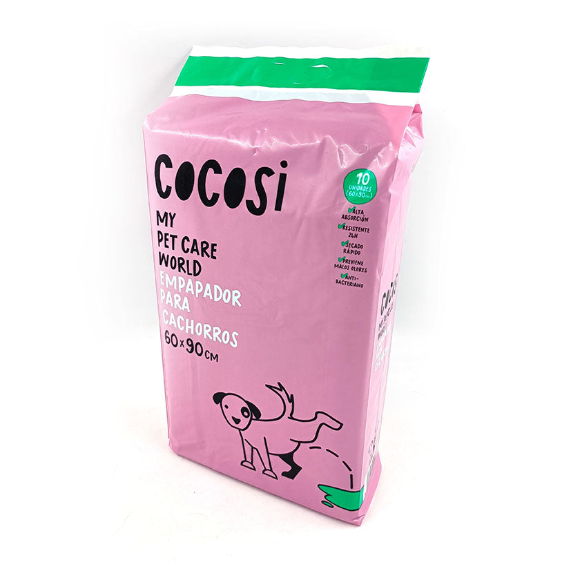 Pack de 10 empapadores para perros COCOSI 60x90 cm con tecnología de alta absorción y control de olores