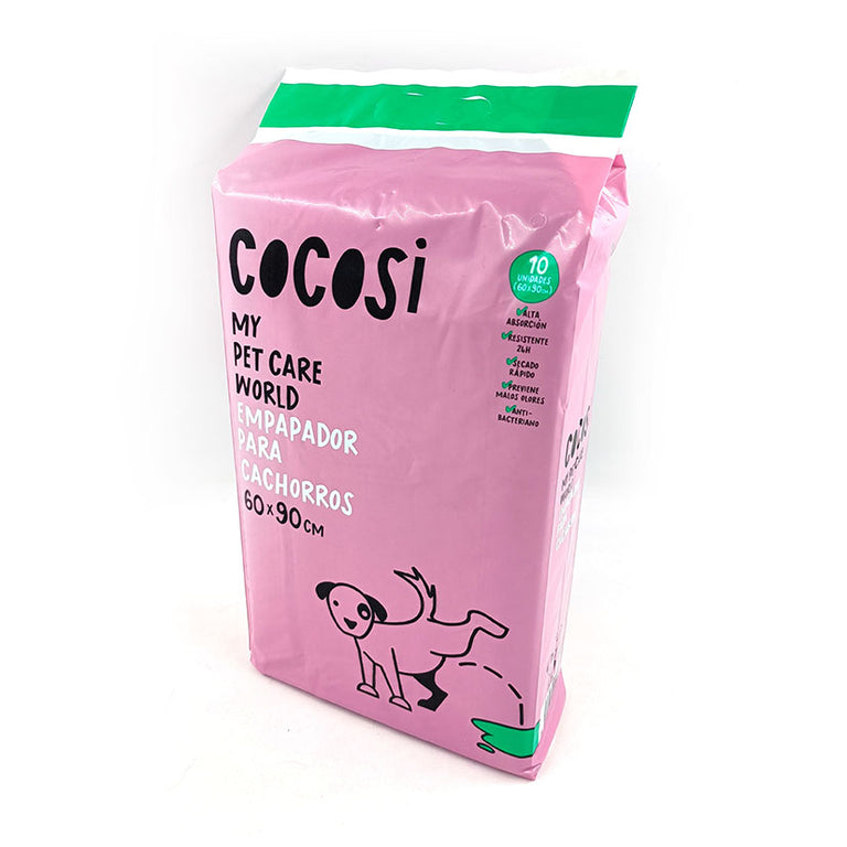 Pack de 10 empapadores para perros COCOSI 60x90 cm con tecnología de alta absorción y control de olores