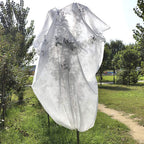 Árbol frutal protegido con saco térmico blanco translúcido en jardín