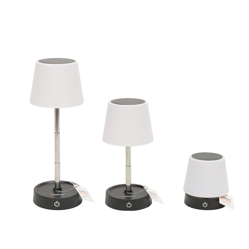 Comparativa de las tres alturas ajustables de la lámpara extensible DUOLEC Bricolight.