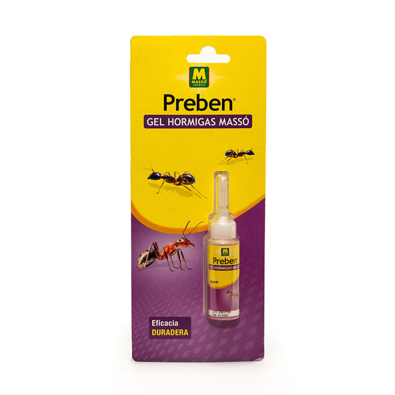 Envase de insecticida en gel Preben para control de hormigas con eficacia duradera
